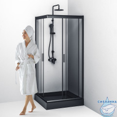 Душевое ограждение Am.Pm Gem W90G-403-090BT 90x90 профиль черный, стекло прозрачное (без поддона)