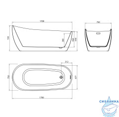 Акриловая ванна Grossman Galaxy GR-1403MB 170x75 с каркасом (белый/черный матовый)