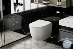 Унитаз подвесной безободковый Abber Bequem AC1100MW с сиденьем Soft Close (микролифт) (белый матовый)