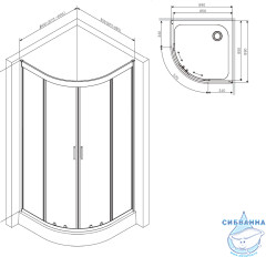 Душевое ограждение AM.PM Gem 90х90 W90G-401-090WT профиль хром, стекло прозрачное (без поддона) (без поддона)