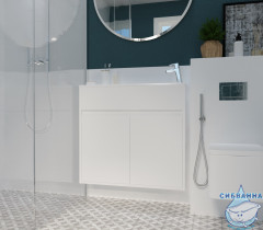 Тумба подвесная  1Марка Stretto 80П (2 дверки) с раковиной белый У92325