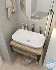 Тумба подвесная 1Marka GRUNGE LOFT 60П (1 ящик) Дуб Намибия с раковиной Sanita Luxe Инфинити 60