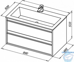 Тумба под раковину Aquanet Lino 90 см 253904 белый матовый