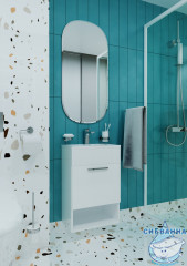 Тумба подвесная 1Marka July 50П  с раковиной July  50 белый глянец