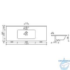 Раковина встраиваемая 121 см Ceramicanova Element CN7006