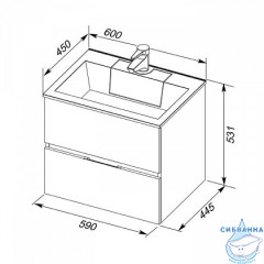 Тумба под раковину Aquanet Алвита 60 серый антрацит 183991