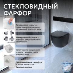 Унитаз подвесной безободковый Abber Bequem AC1100MB с сиденьем Soft Close (микролифт) (черный матовый)