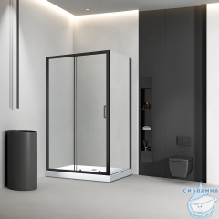 Душевое ограждение Veconi Rovigo 125x80 профиль черный, стекло прозрачное RV046B-12580-01-C5 (без поддона)