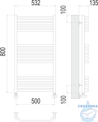 Полотенцесушитель водяной Terminus Виктория П16 50х80 (нижнее подключение)