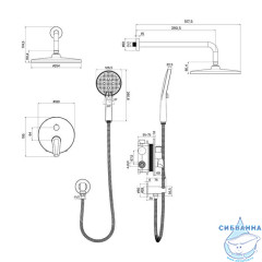 Душевая система скрытого монтажа с тропическим душем и ручным душем, глянцевый хром, Dale, Milardo, DALSB02M67