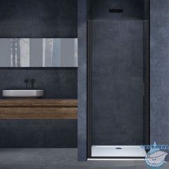 Дверь в нишу Vincea Альфа 90 профиль черный, стекло прозрачное VDP-3AL900CLB