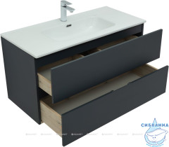 Тумба Aquanet Алвита New 100 с раковиной Flat 100 антрацит