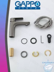 Смеситель для раковины Gappo G1048-9 (без донного клапана) (оружейная сталь)