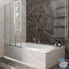 Шторка для ванны Veconi Palau 90x150 профиль хром, стекло прозрачное PL73L-90-01-19C4