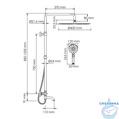 Душевая система Wasserkraft 400 1 режим A188.117.127.010.CH Thermo (хром)