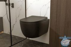 Унитаз подвесной безободковый Abber Bequem AC1104MB с сиденьем Soft Close (микролифт) (черный матовый)