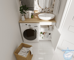 Тумба 1Marka Wash 50 белый со столешницей Wash 110 R дуб сонома и раковиной Roll 53