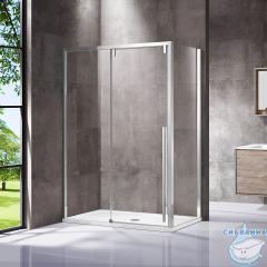 Душевое ограждение Vincea Lugano 140x80 профиль хром, стекло прозрачное VSR-1L8014CL-1