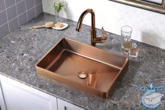 Раковина встраиваемая сверху ABBER Wasser Kreis AF2401MRG розовое золото матовое