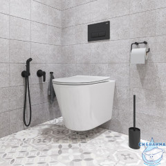 Встраиваемый смеситель с гигиеническим душем, черный матовый, Ray, IDDIS, RAYBLR2i08