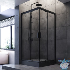 Душевое ограждение Am.Pm Gem W90G-403-090BT 90x90 профиль черный, стекло прозрачное (без поддона)