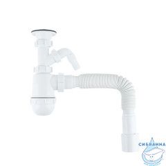 Сифон бутылочный, 1.1/2x40мм, с выпуском, гофротрубой 40/50мм и отводом, IDDIS, 900AVG1010VD