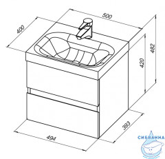 Тумба Aquanet Беркли 50 с раковиной Moduo 50 белый /дуб рошелье