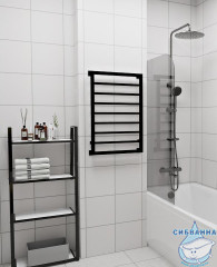 Полотенцесушитель электрический Indigo Crete (с таймером) 50х80 черный муар (с возможностью скрытого подключения, подключение R)