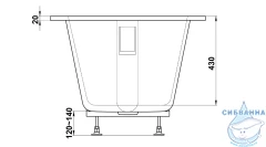 Ванна из искусственного камня Bas Афина 180х80 (с каркасом)