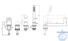 Смеситель ABBER Perfekte 316 AF8A13BST на борт ванны с лейкой, брашированная сталь