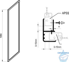  Боковая стенка Ravak APSS-75 профиль белый, стекло пеарл
