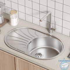 Мойка с сифоном арт. S11UPS0i84, нерж. сталь, шелк, 770*480, Suno S, IDDIS, SUN77SDi77S