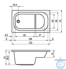 Акриловая ванна Riho Petit 120x70 с каркасом
