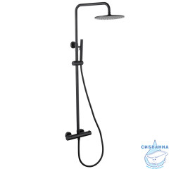 Душевая стойка ABBER Wasser Kreis AF8160BL с термостатом без излива, черный матовый