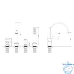 Смеситель для ванны на борт ABBER Wasserfall AF8613B (черный матовый)