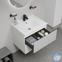 Тумба с умывальником Iddis Bild 80 см белый матовый