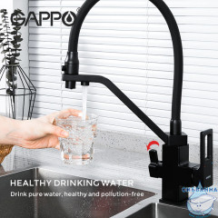 Смеситель для кухни Gappo G4317-6 (черный матовый)