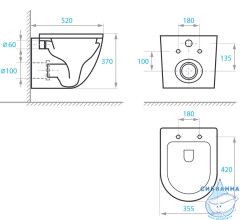 Унитаз подвесной безободковый Koller Pool Round RN-0520-RW с сиденьем Soft Close (микролифт)