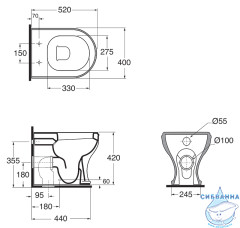 Унитаз напольный Azurra Charme CHVCTP000000BI/(CHA100/P bi) (без бачка и сиденья)