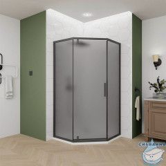Душевое ограждение Veconi Оттимо 80x80 профиль черный, стекло матовое OP10B-8080-12-C9 (без поддона)