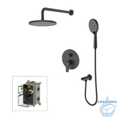 Душевая система скрытого монтажа с тропическим душем и ручным душем, черный матовый, Dale, Milardo, DALBL02M67