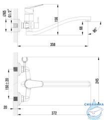 Смеситель для ванны Lemark Partner LM6553C с душевым гарнитуром (хром)
