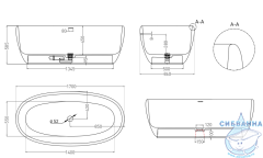 Ванна из искусственного камня Salini Luce 170x86 (материал solix, белый матовый)