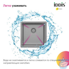 Мойка, нерж.сталь, универсального монтажа, графит, 440*440,  Edifice, IDDIS, EDI44G0i77