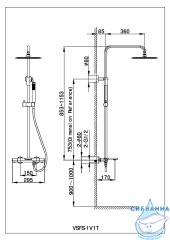 Душевая система Vincea Vogue 250 1 режим VSFS-1V1TGM (вороненая сталь)