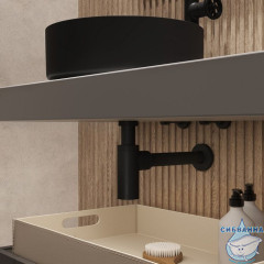 Бутылочный сифон для умывальника, черный матовый, Optima Home, IDDIS, OPTBL00i84