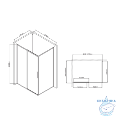 Душевое ограждение Vincea Slim-U 120x90 профиль хром, стекло прозрачное VSR-2SU9012CL