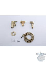 Встраиваемый смеситель с гигиеническим душем Gappo G7206-3 (сатин золотой)