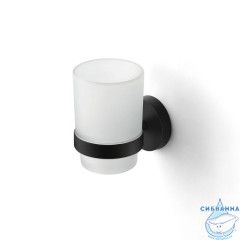 Подстаканник одинарный, черный матовый, матовое стекло, сплав металлов, Sena, IDDIS, SENSBG1i45