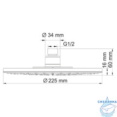 Верхний душ WasserKRAFT 230 1 режим (хром) A067